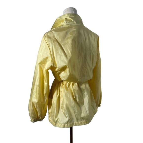 Vintage 90s Y2K Windbreaker jacket bright yellow floral MEDIUM / LARGE - Picture 3 of 5